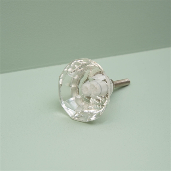 Clear glass diamond knob Large